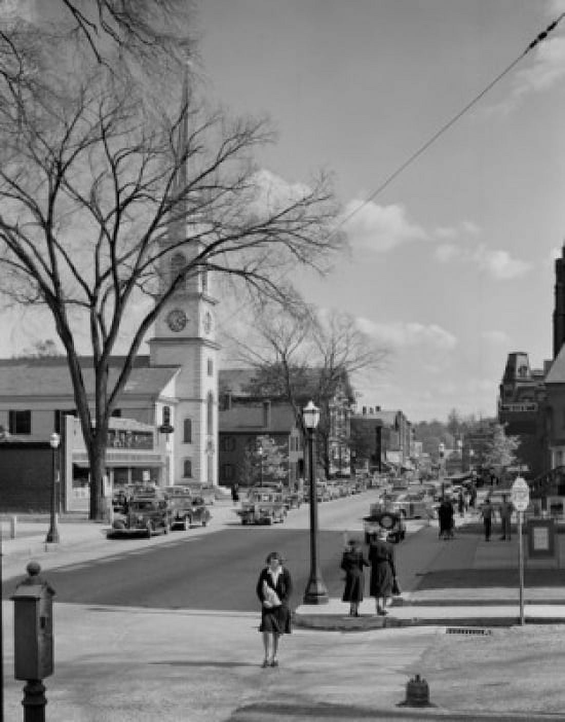 USA New England Vermont Brattleboro Women walking in main street Canvas Art - (18 x 24)