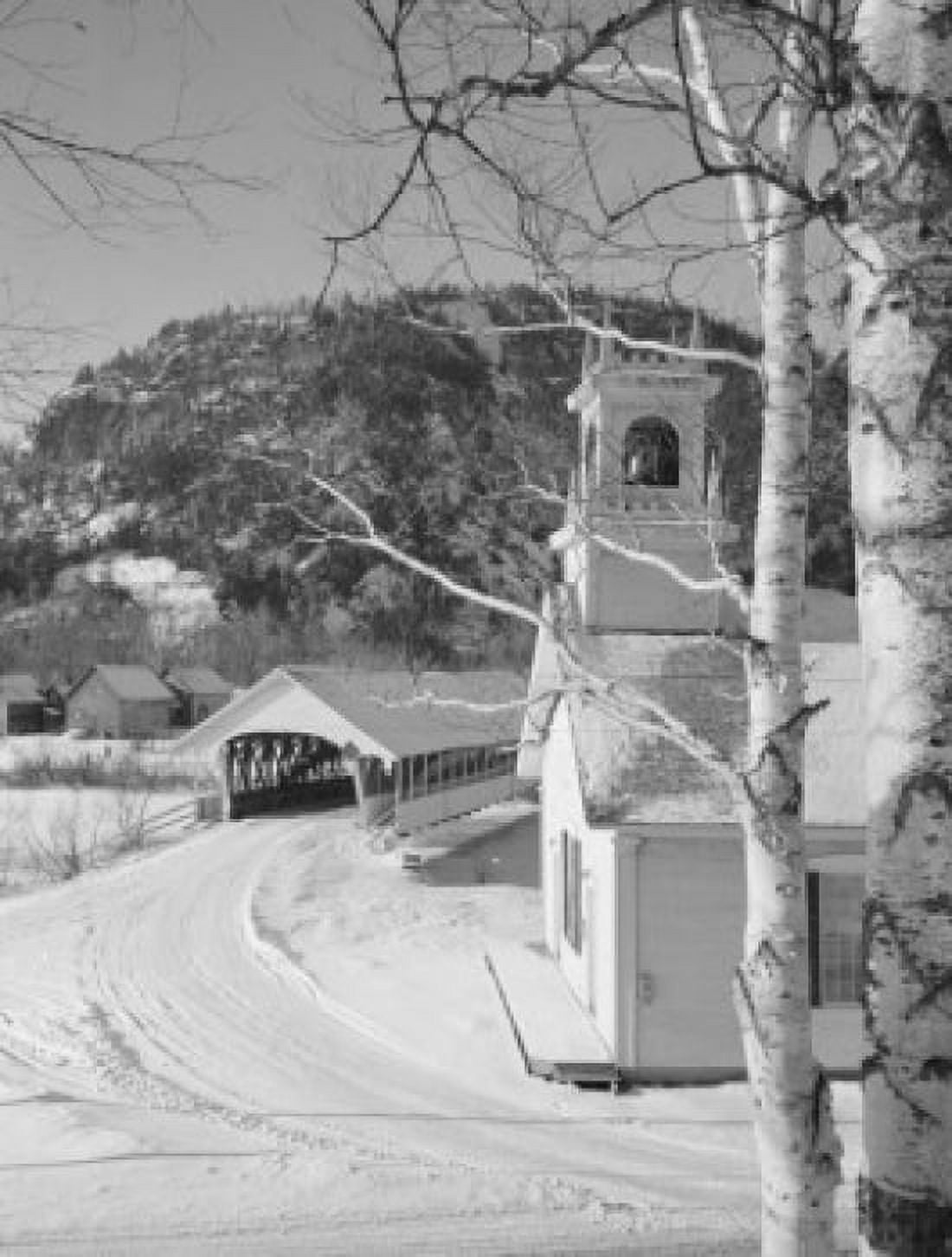 USA New Hampshire Covered bridge and church in Stark Canvas Art - (24 x 36)