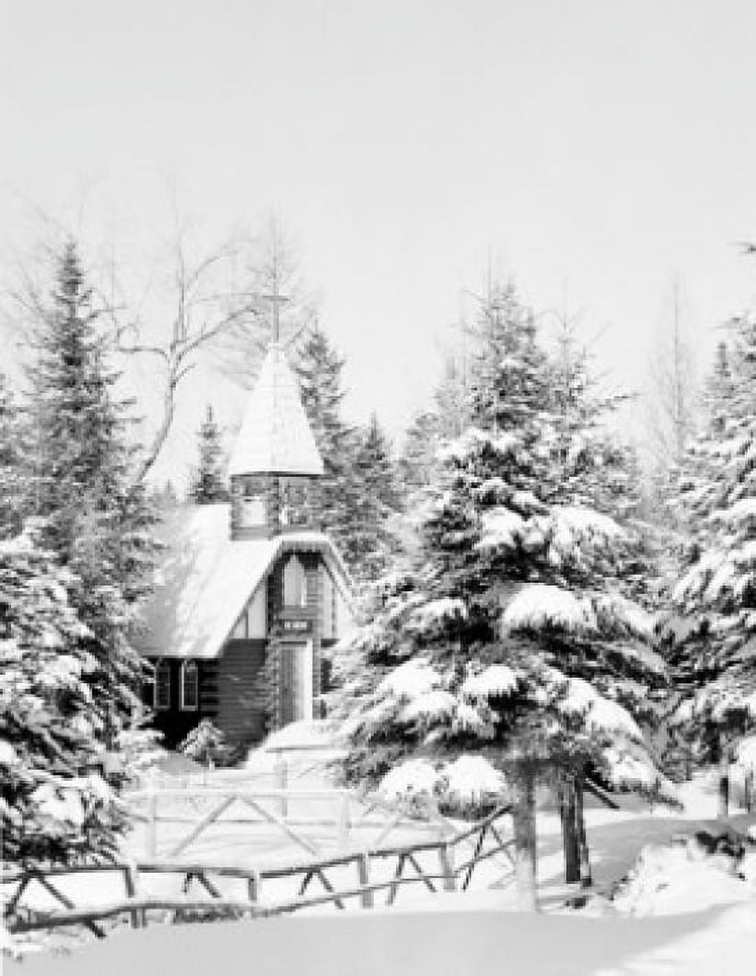 USA New Hampshire Jefferson chapel in snow covered woods Canvas Art - (24 x 36)