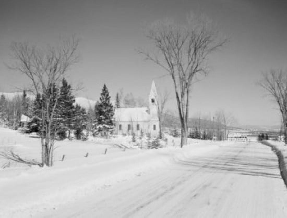 USA New Hampshire Jefferson highway 2 and church Canvas Art - (18 x 24)