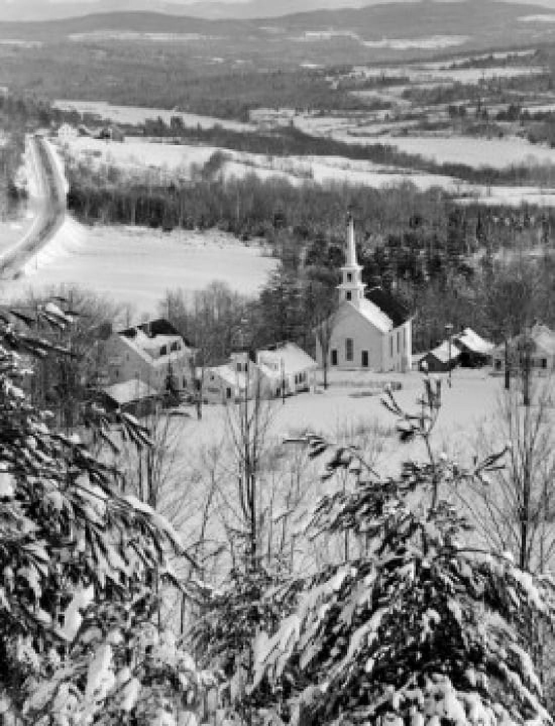 USA New Hampshire Lancaster Winter landscape with church Canvas Art - (24 x 36)