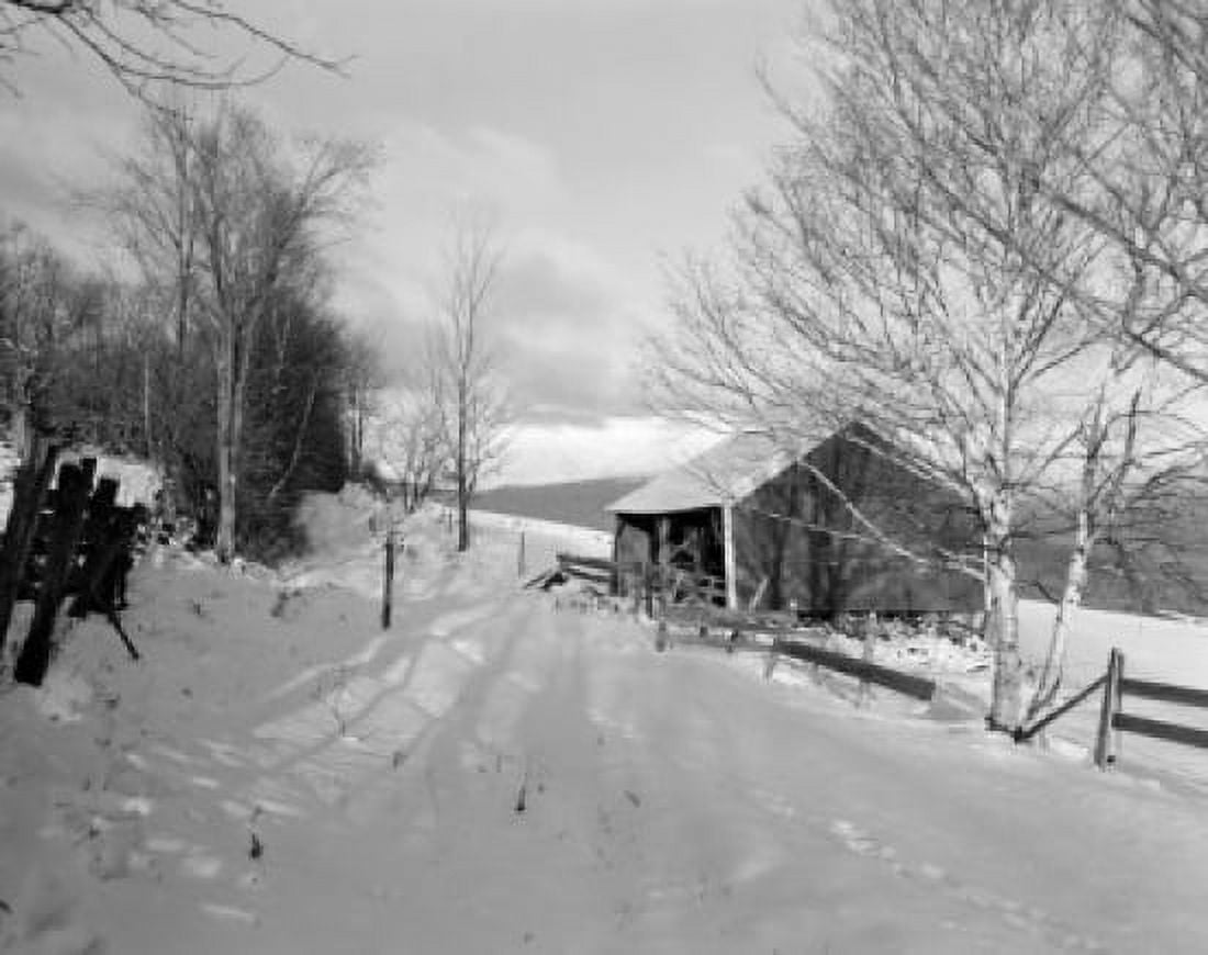 USA New Hampshire Lancaster farm building in Winter Canvas Art - (18 x 24)