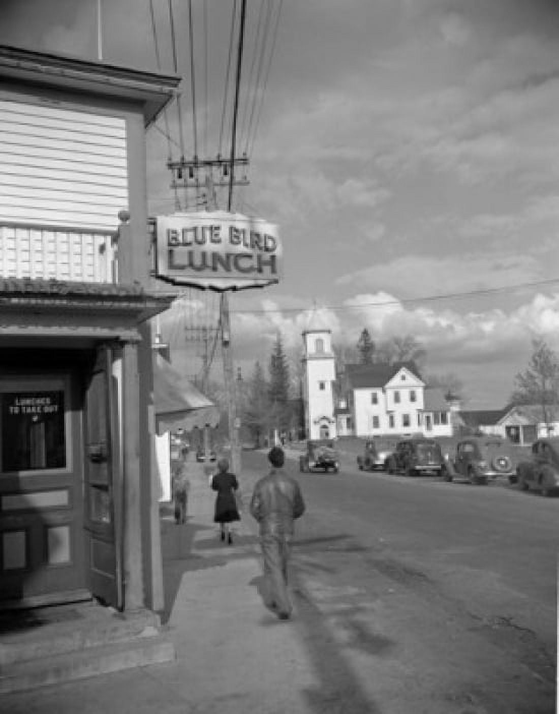 USA New Hampshire Londonderry People walking in quiet street Canvas Art - (18 x 24)