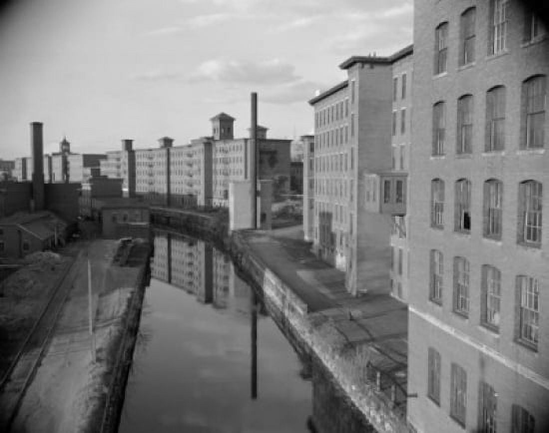USA New Hampshire Manchester Mills by canal Canvas Art -  (18 x 24)