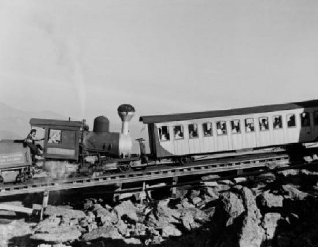 USA New Hampshire Model Cog Railway train approaching Mount Washington summit Canvas Art - (24 x 36)