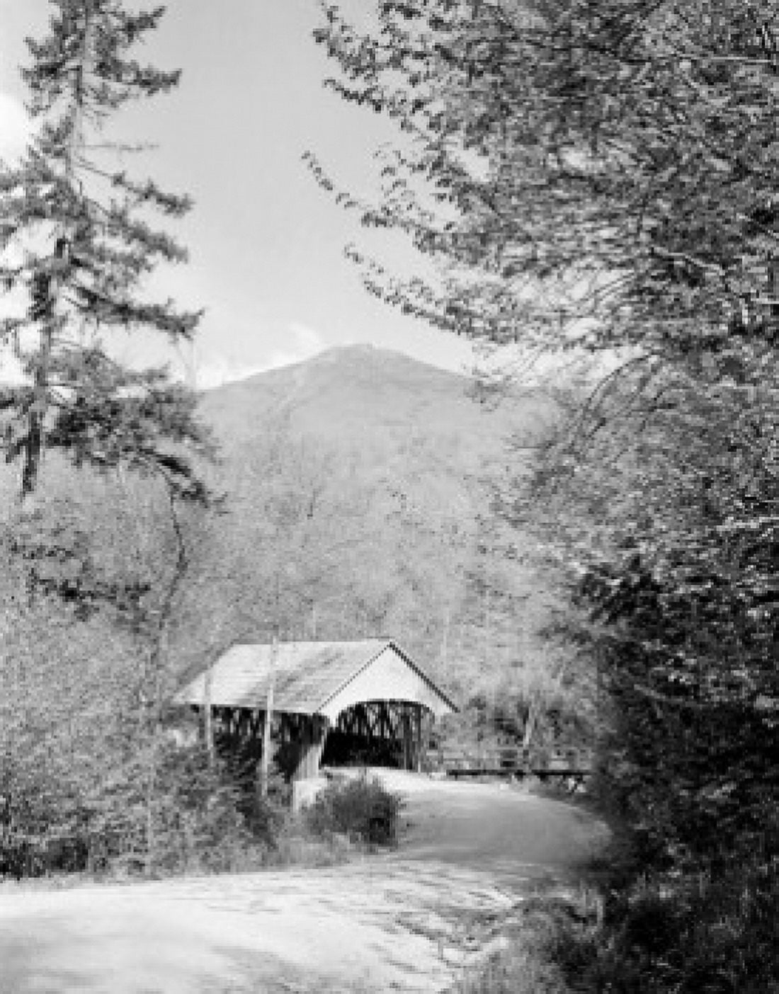 USA New Hampshire White Mountains Mount Liberty Flume Road and covered bridge Canvas Art -  (24 x 36)