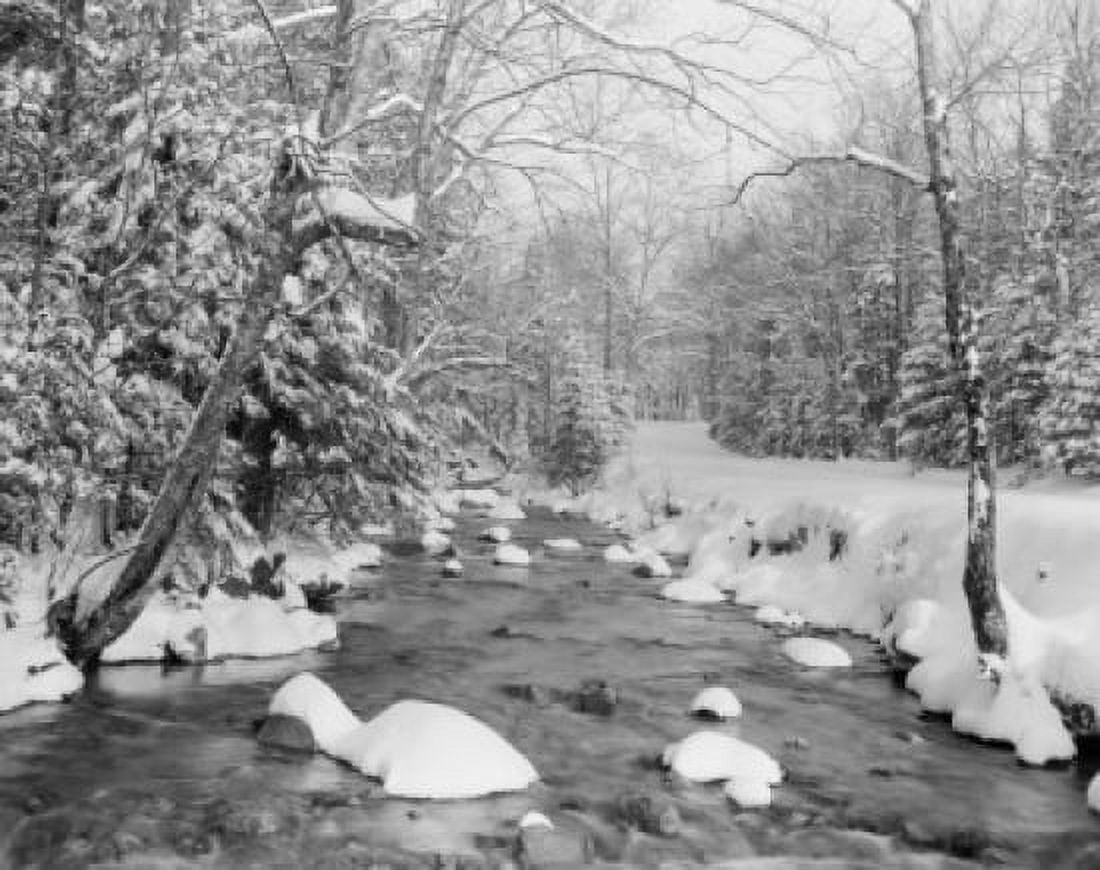 USA New Hampshire White Mountains Stream in winter Canvas Art - (18 x 24)