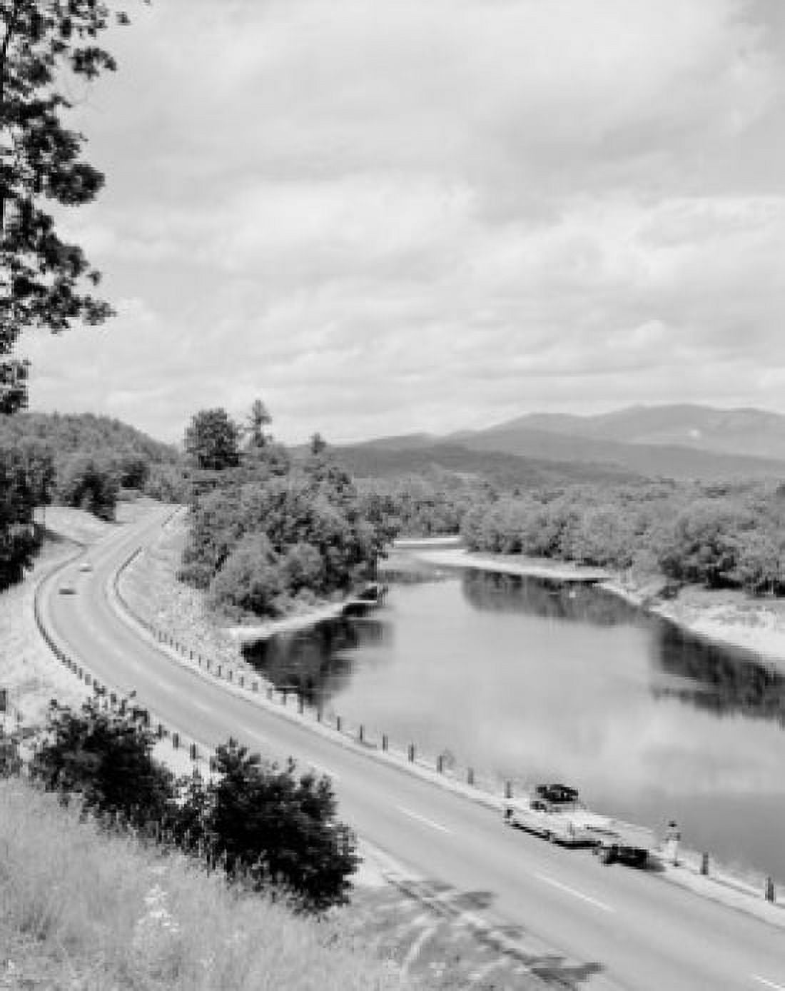 USA New Hampshire White Mountains car with trailer and boat Canvas Art - (18 x 24)