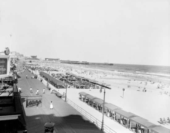 USA New Jersey Atlantic City promenade near beach Canvas Art - (18 x 24)