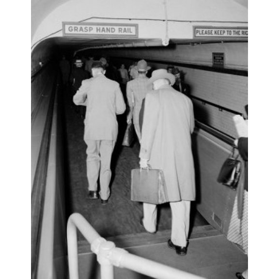 USA New Jersey Jersey City worlds first passenger belt conveyor in operation by the Hudson and Manhattan RR Canvas Art - (18 x 24)