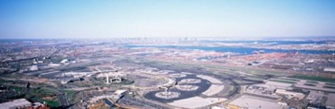 USA New Jersey Newark Airport Aerial view with Manhattan in background Canvas Art - Panoramic Images (18 x 6)