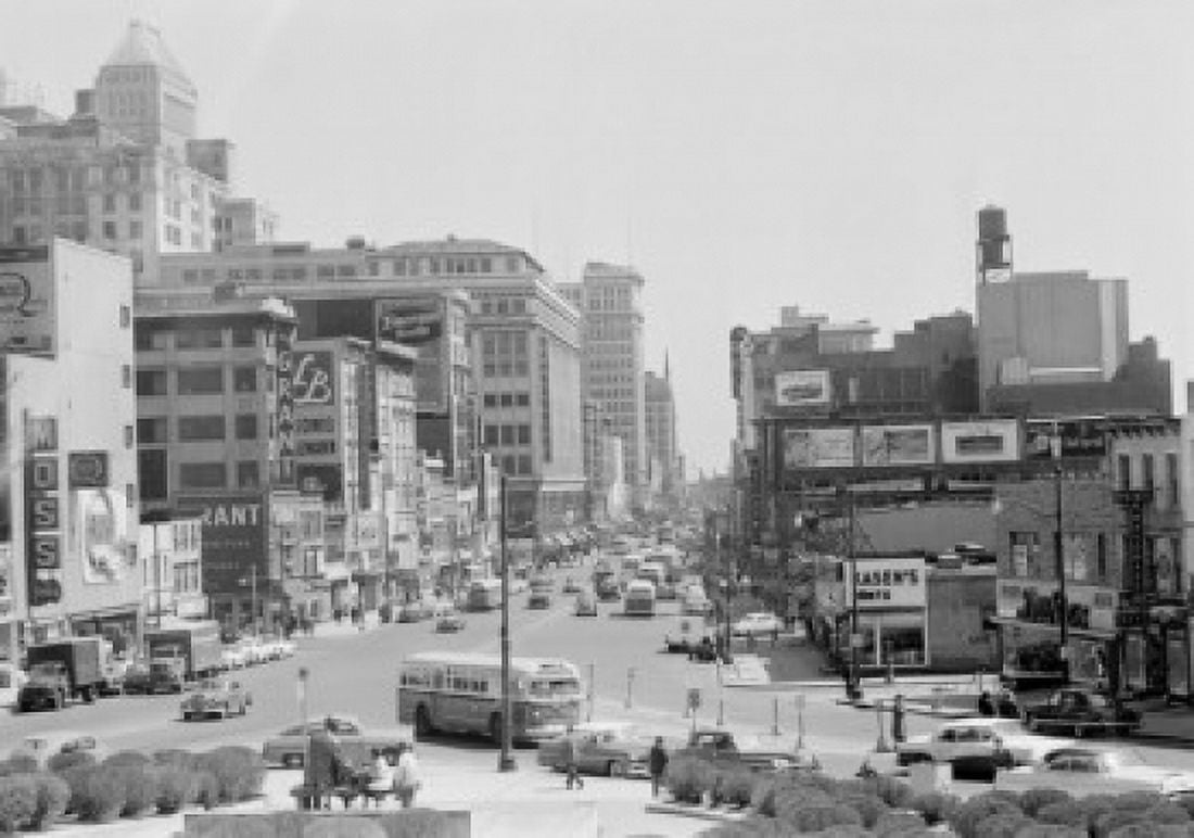 USA New Jersey Newark Market Street as seen from courthouse Canvas Art - (18 x 24)