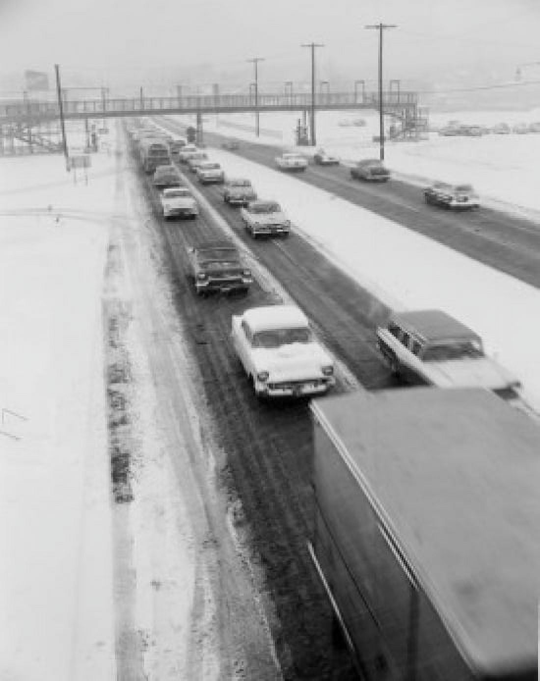 USA New Jersey Paramus Road traffic in winter Canvas Art - (24 x 36)