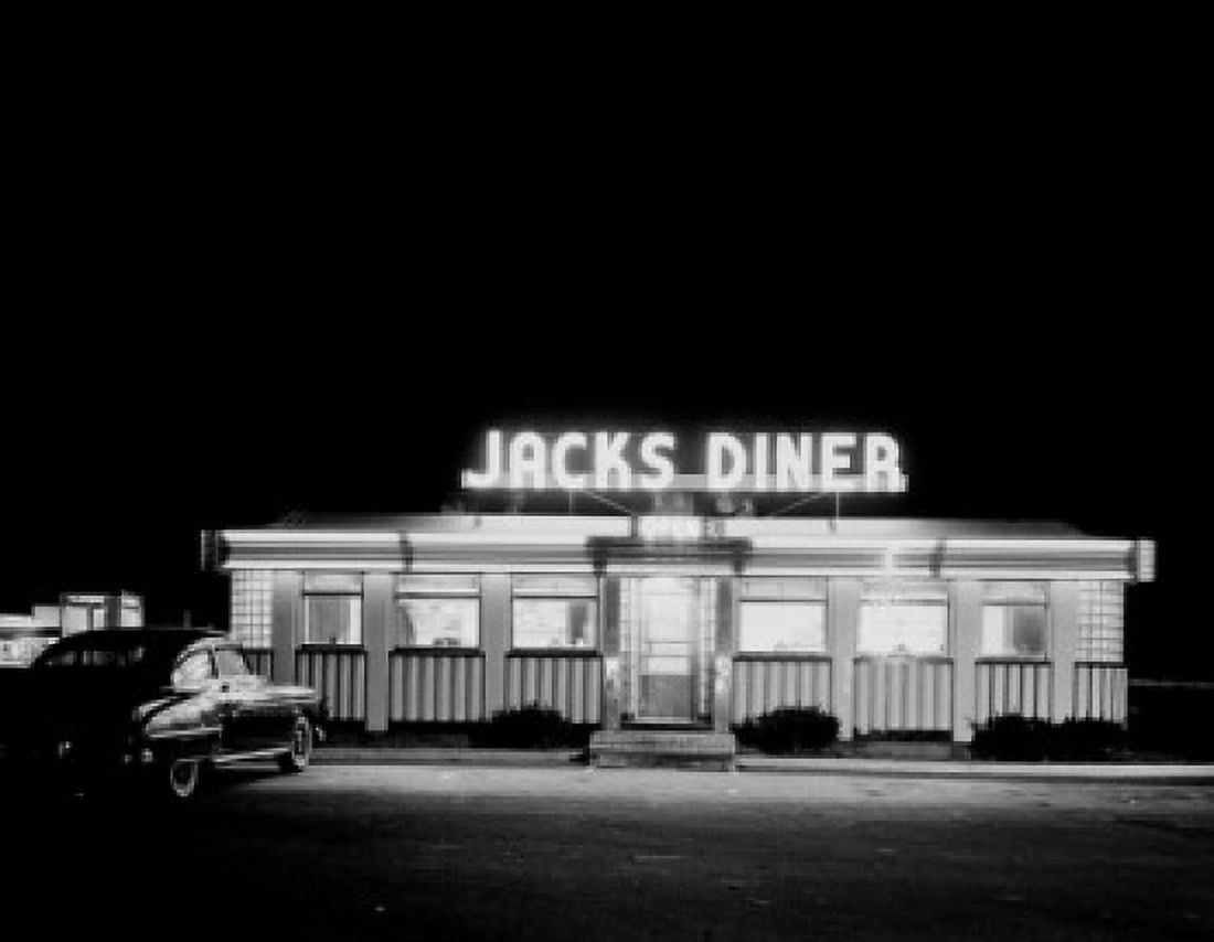 USA New Jersey Peramus Modern diner off highway at night Canvas Art - (24 x 36)