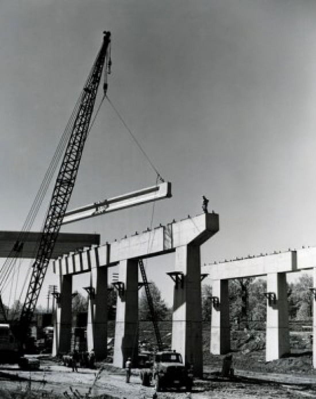USA New Jersey Saddle Brook construction of overpass on Interstate 80 Canvas Art - (18 x 24)