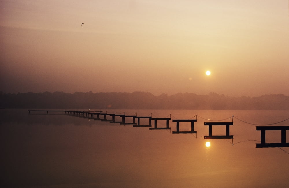 USA New Jersey Sunrise over inland waterway with reflections in smooth water Cape May Canvas Art - Larry Dale Gordon Design Pics (34 x 22)