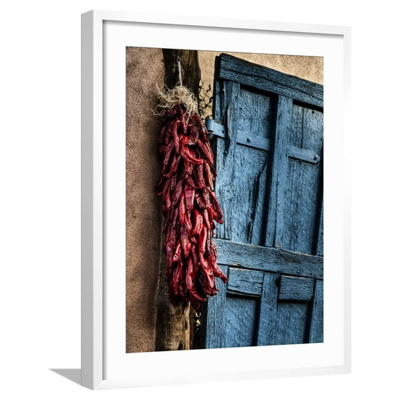 Art.com USA, New Mexico, Taos, Gate and Ristra Photographic Print by Ann Collins, White Frame Wall Art, 23" x 29"
