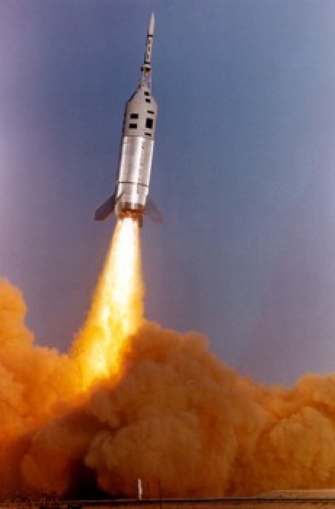 USA New Mexico White Sands Missile Range low angle view of a rocket taking off Little Joe II Canvas Art - (24 x 36)