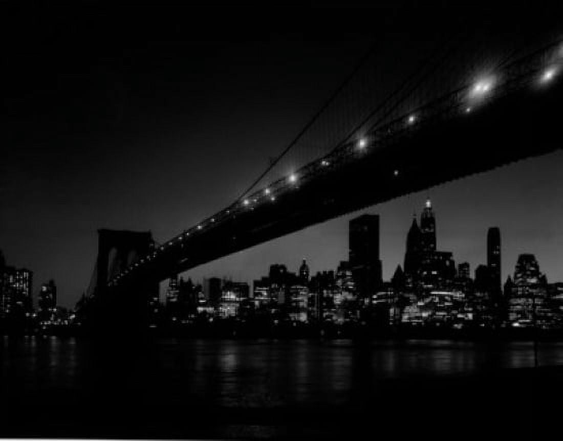 USA New York Brooklyn Bridge and Manhattan skyline at night Canvas Art - (18 x 24)