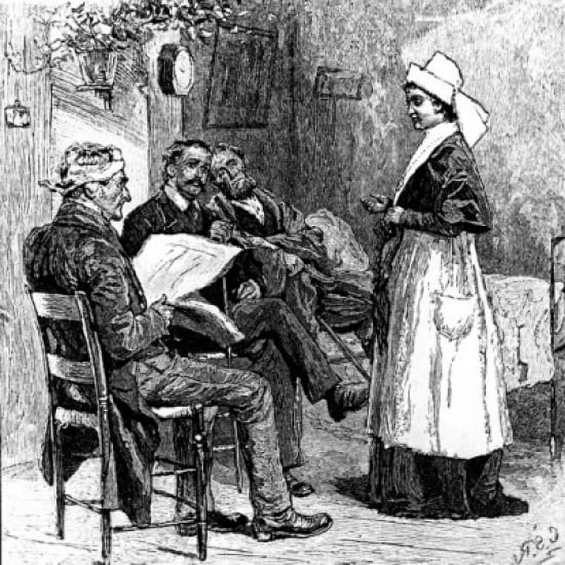 USA New York Brooklyn Homoeopathic Hospital Convalescents by Charles Stanley Reinhart circa 1878 (1844-1896) Canvas Art - Charles Stanley Reinhart (24 x 36)