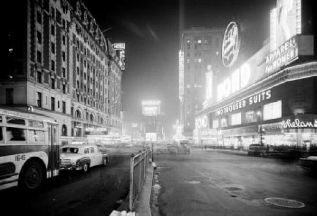 USA New York City Broadway at night looking North on Times Square Canvas Art - (18 x 24)