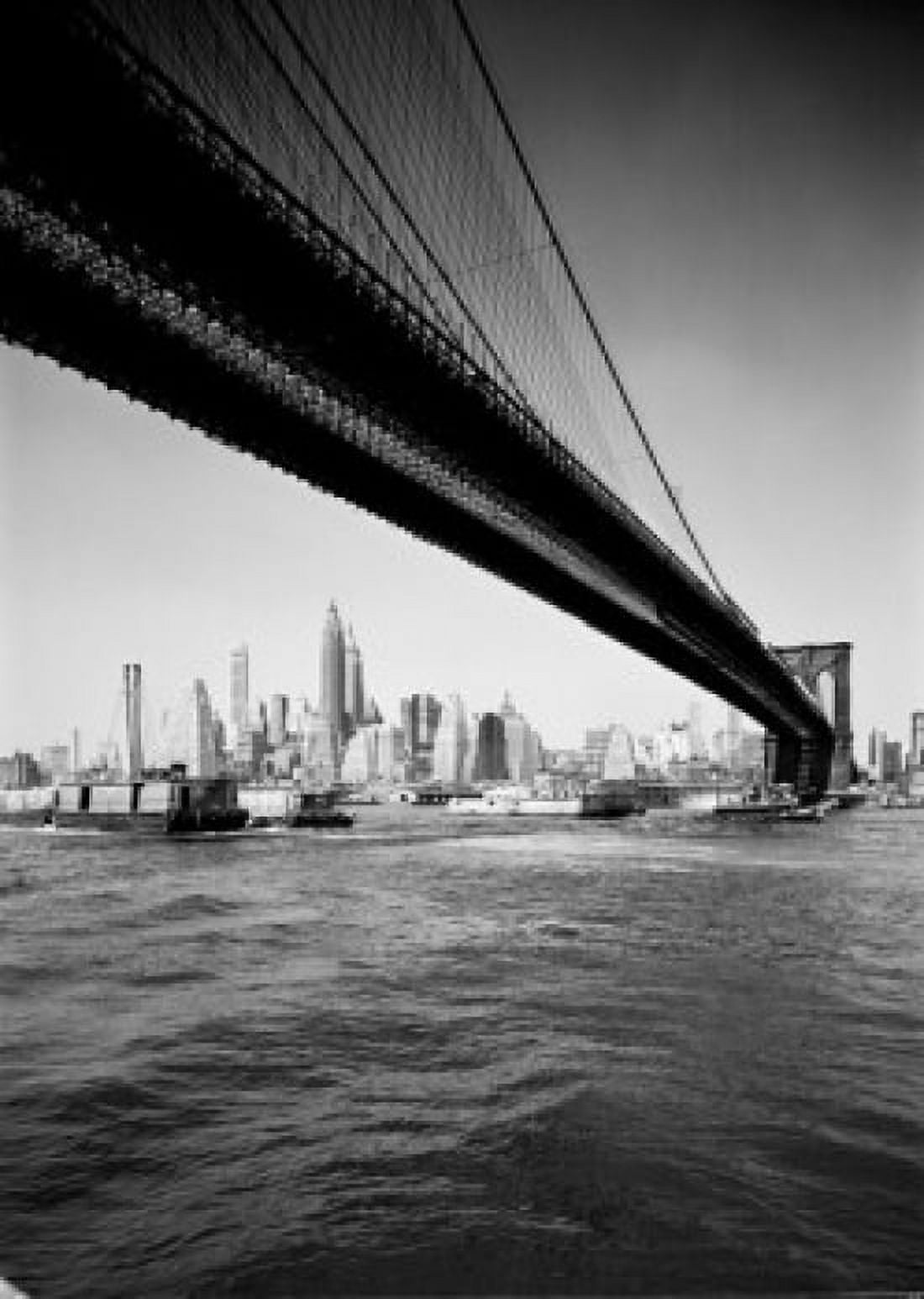 USA New York City Brooklyn Bridge with Lower Manhattan skyline in background Canvas Art -  (24 x 36)