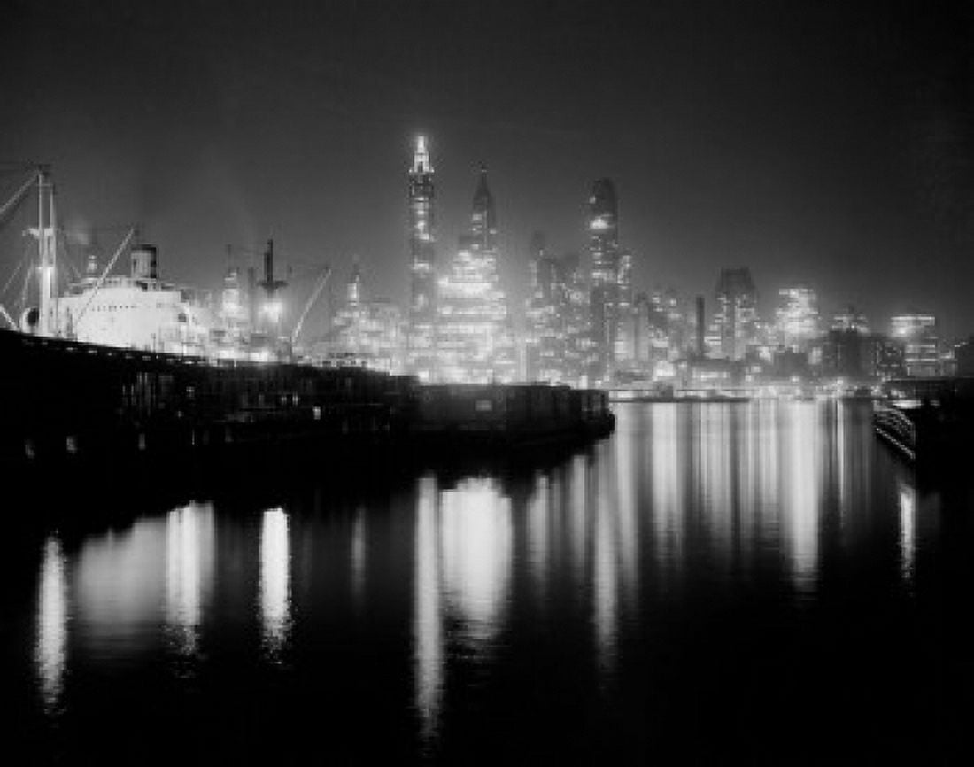 USA New York City Brooklyn night view of illuminated cityscape Canvas Art - (18 x 24)