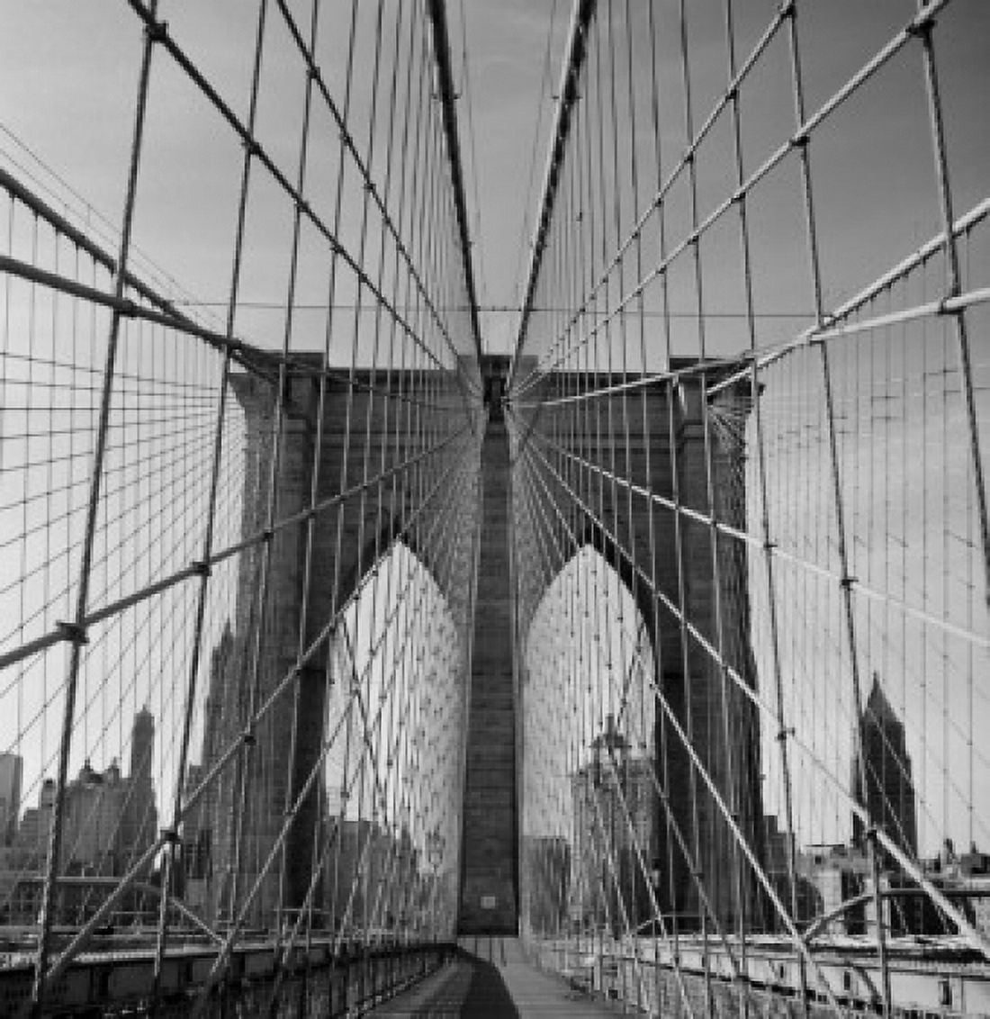 USA New York City Cables and West tower of Brooklyn Bridge Canvas Art - (24 x 36)