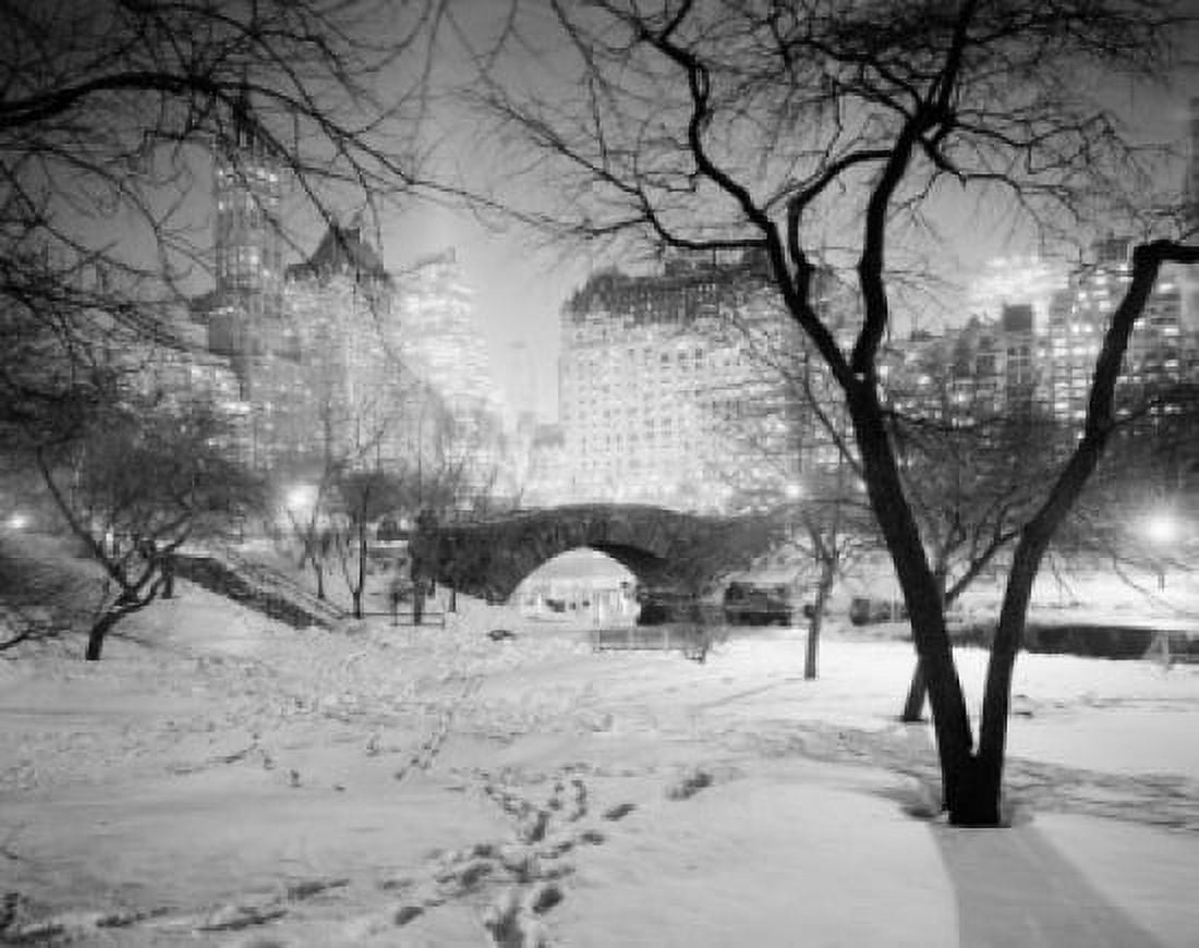 USA New York City Central Park on winter night Canvas Art - (24 x 36)