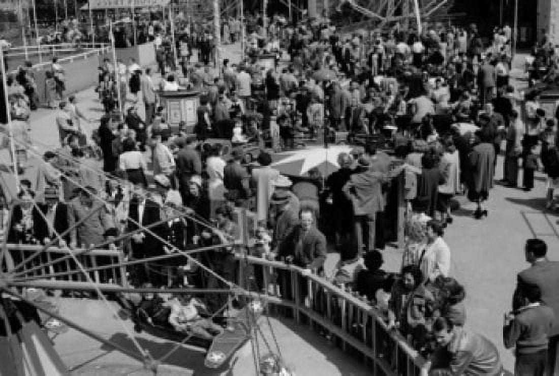 USA New York City Coney Island crowds in amusement park Canvas Art - (18 x 24)