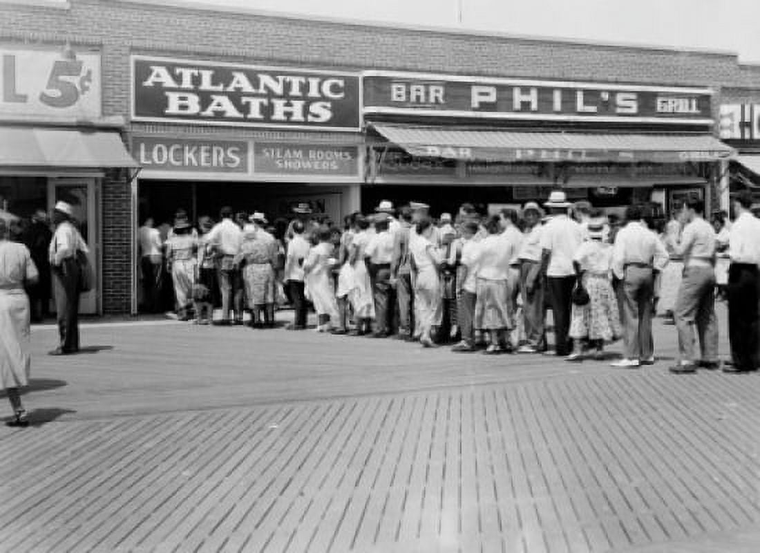 USA New York City Coney Island people in queue to baths Canvas Art - (18 x 24)
