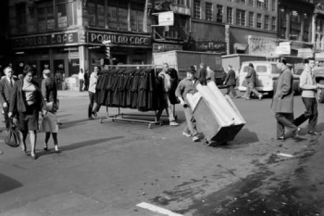 USA New York City Garment carrier crossing 8th Avenue at 38th Street Canvas Art - (18 x 24)