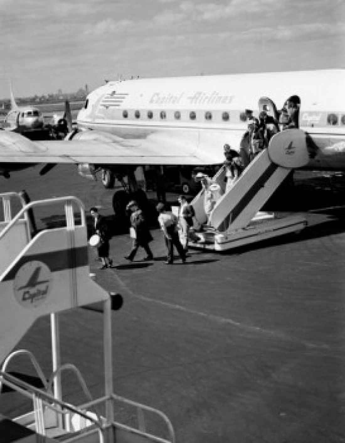 USA New York City LaGuardia Airport Passengers alighting from plane Canvas Art - (24 x 36)