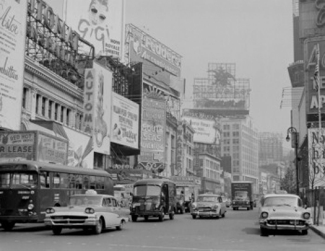 USA New York City Manhattan looking North on Broadway from 46th Street Canvas Art - (18 x 24)