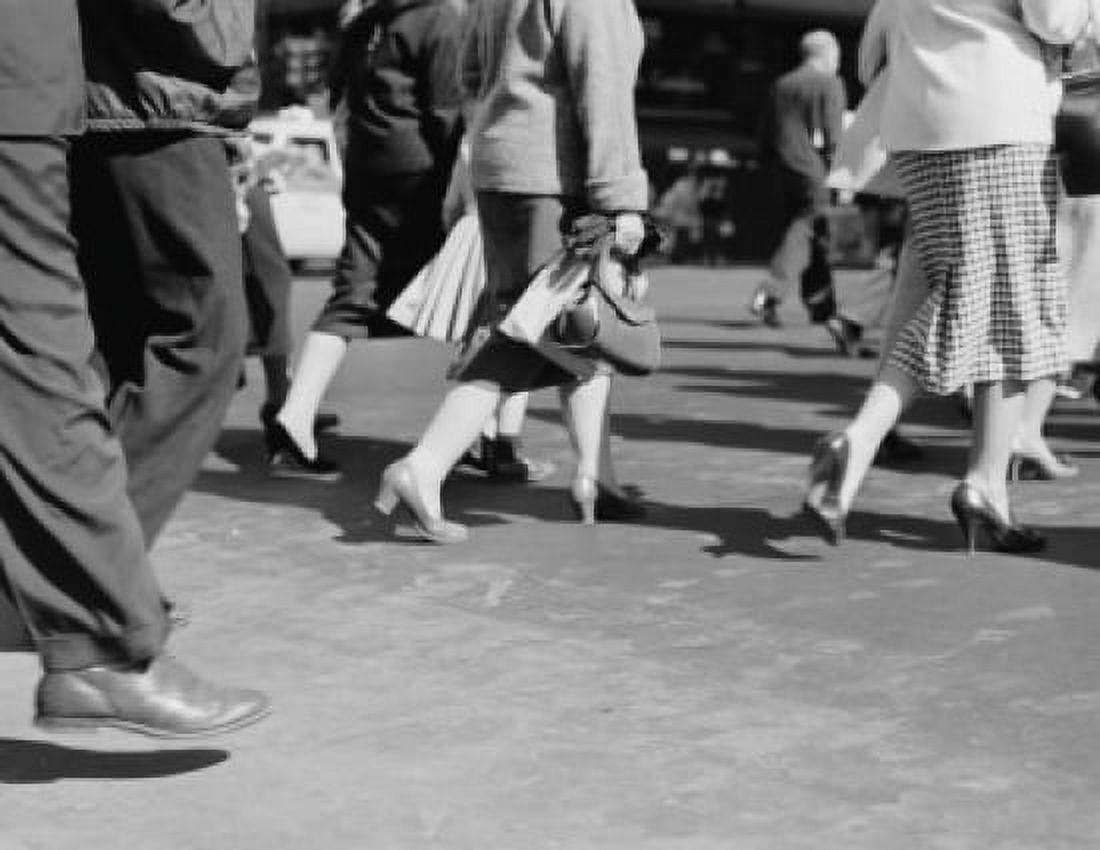 USA New York City Manhattan low section of people walking on 42nd Street Canvas Art - (24 x 36)