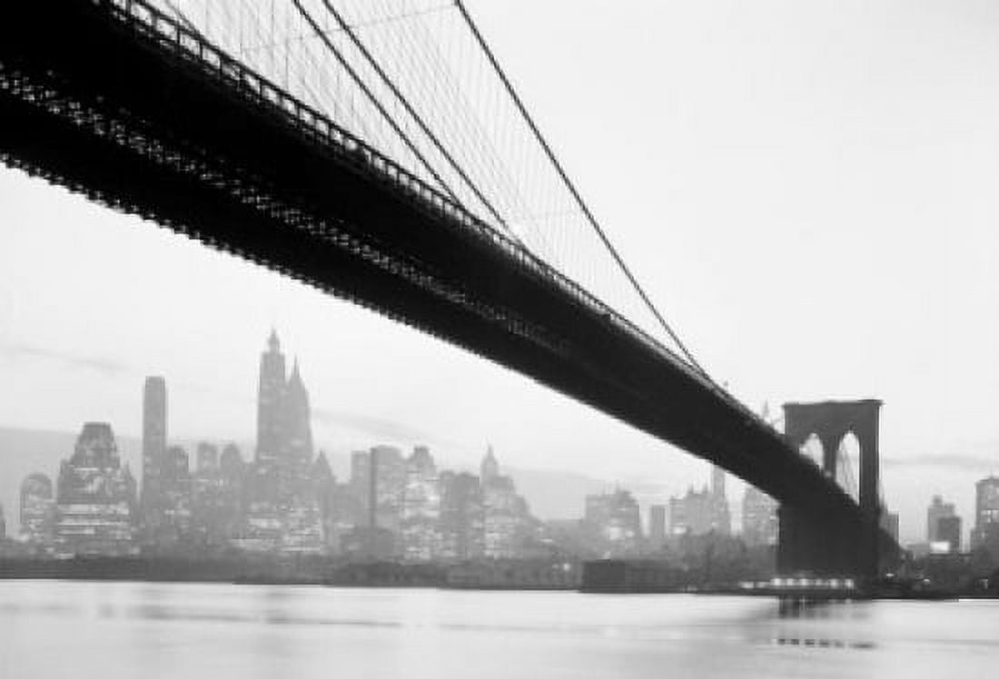 USA New York City New York skyline with Brooklyn Bridge Canvas Art - (18 x 24)
