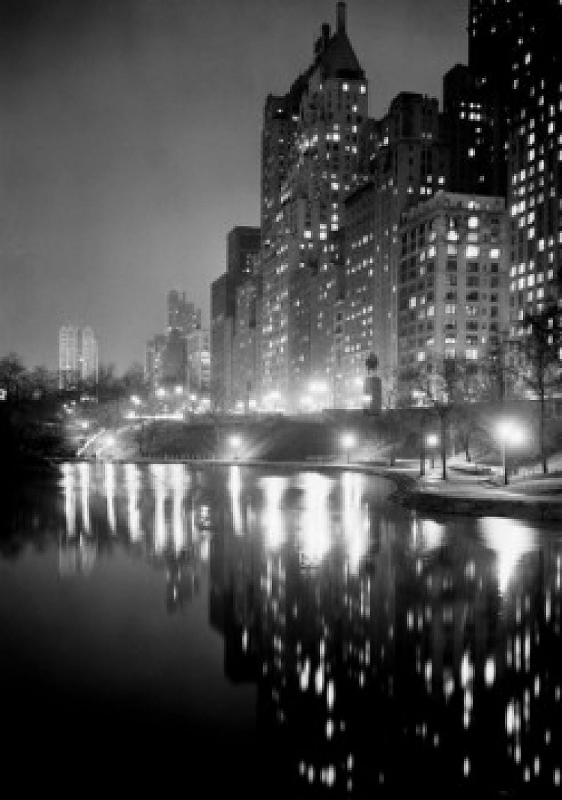 USA New York City Night scene at Central Park Canvas Art -  (18 x 24)