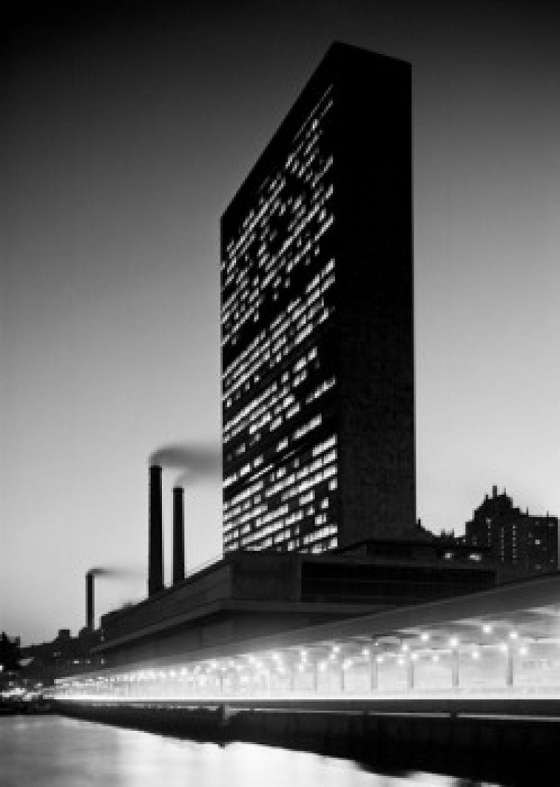USA New York City Night view of United Nations Building Canvas Art - (24 x 36)