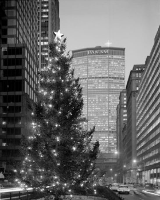 USA New York City Park Avenue Street scene with Christmas tree Canvas Art - (24 x 36)