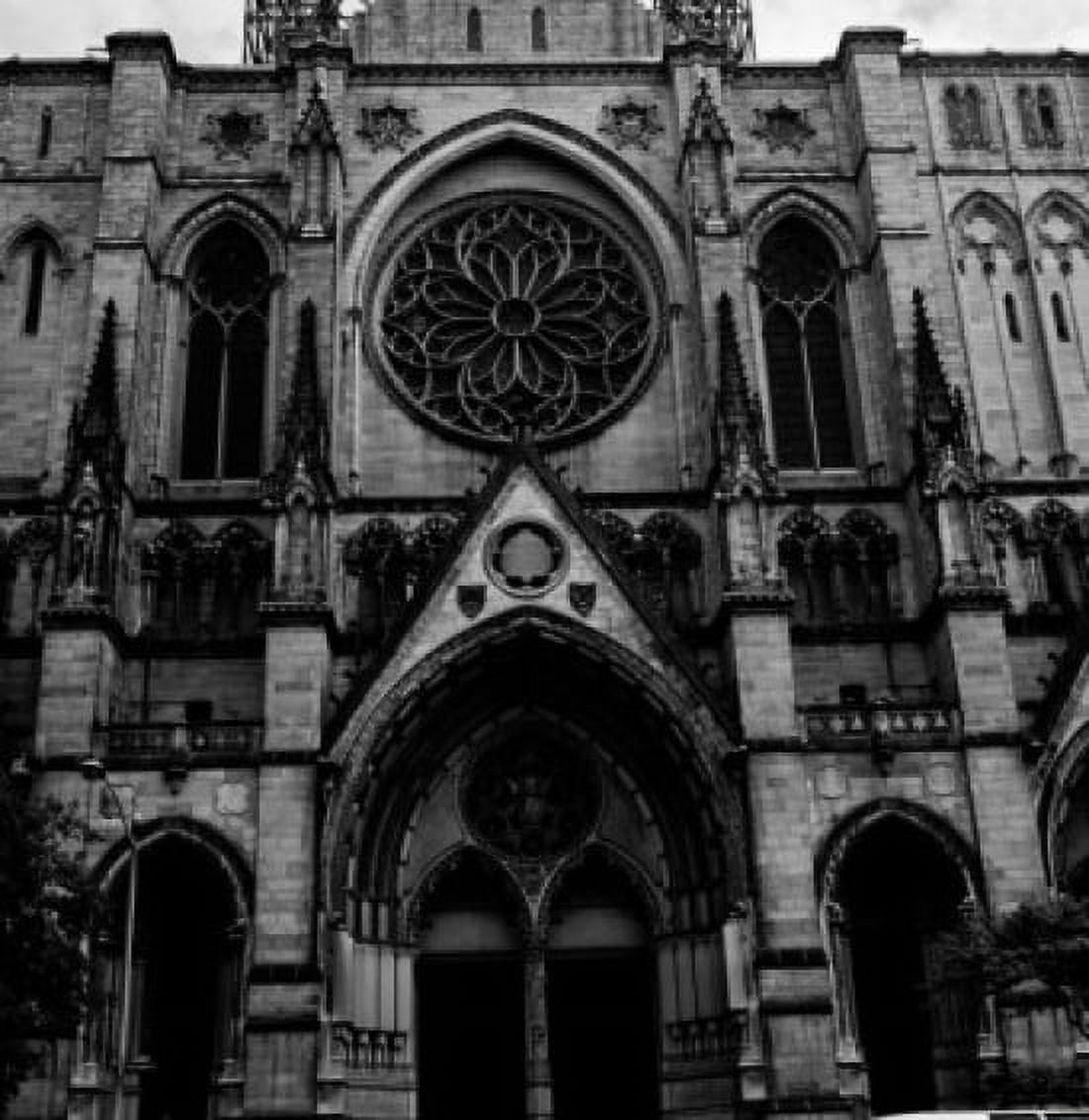 USA New York City Rose window and front view of Cathedral of St John the Divine New York City Canvas Art - (24 x 36)
