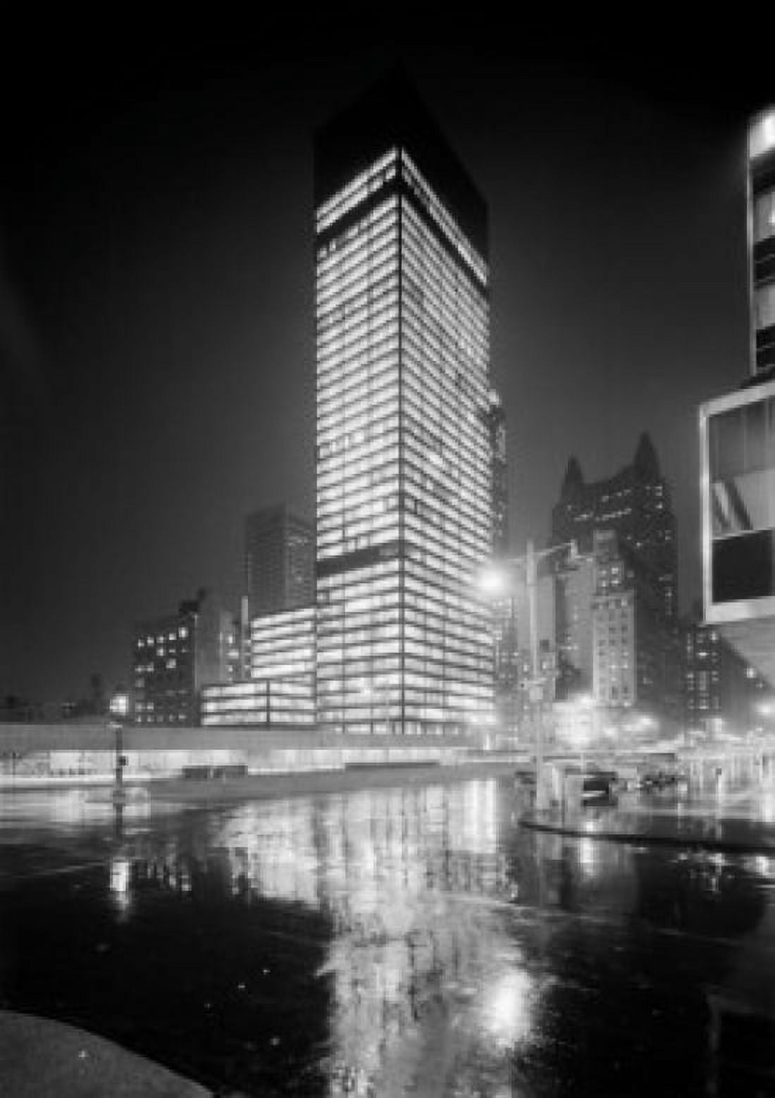 USA New York City Seagram Building at night after rain Canvas Art - (24 x 36)