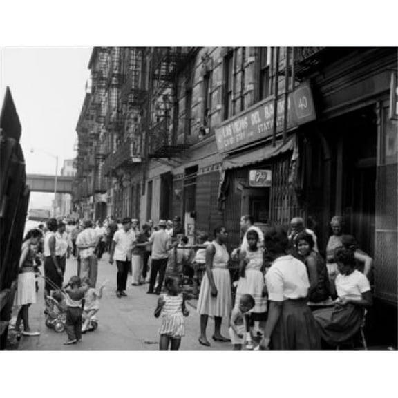 USA New York City Spanish Harlem People in Street Poster Print - 18 x 24 in.