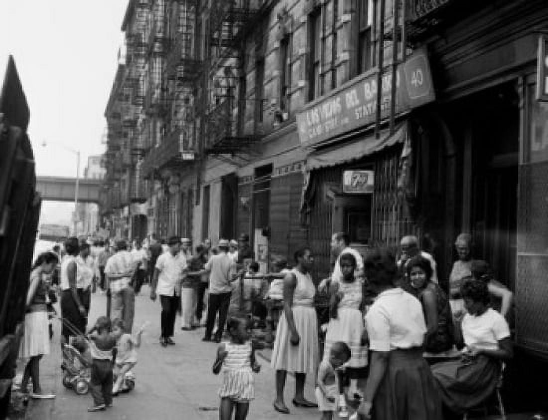 USA New York City Spanish Harlem people in street Canvas Art - (18 x 24)
