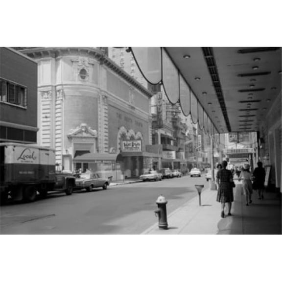 USA New York City Theatres Along 45th Street Poster Print - 18 x 24 in.