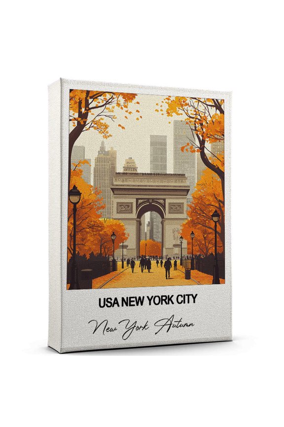 USA New York City Travel Poster Canvas New York Autumn Canvas Unique Gift Idea for Home, Office, or Living Space