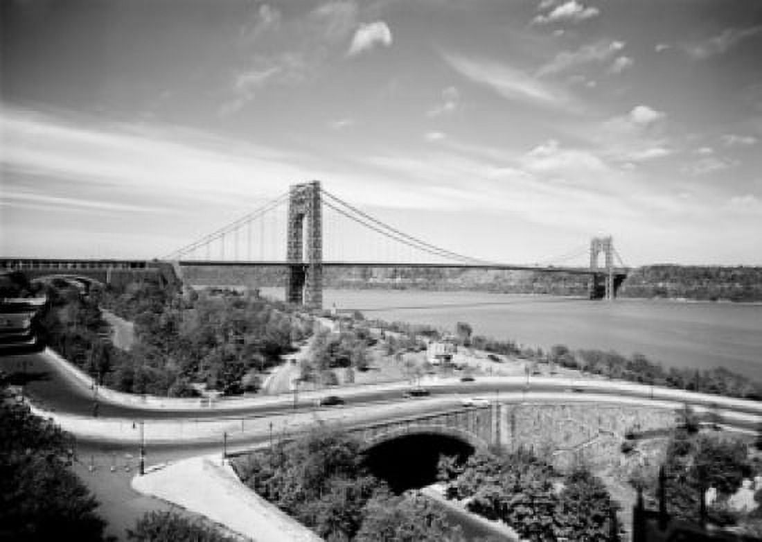 USA New York City View of George Washington Bridge and Hudson River Canvas Art -  (24 x 36)
