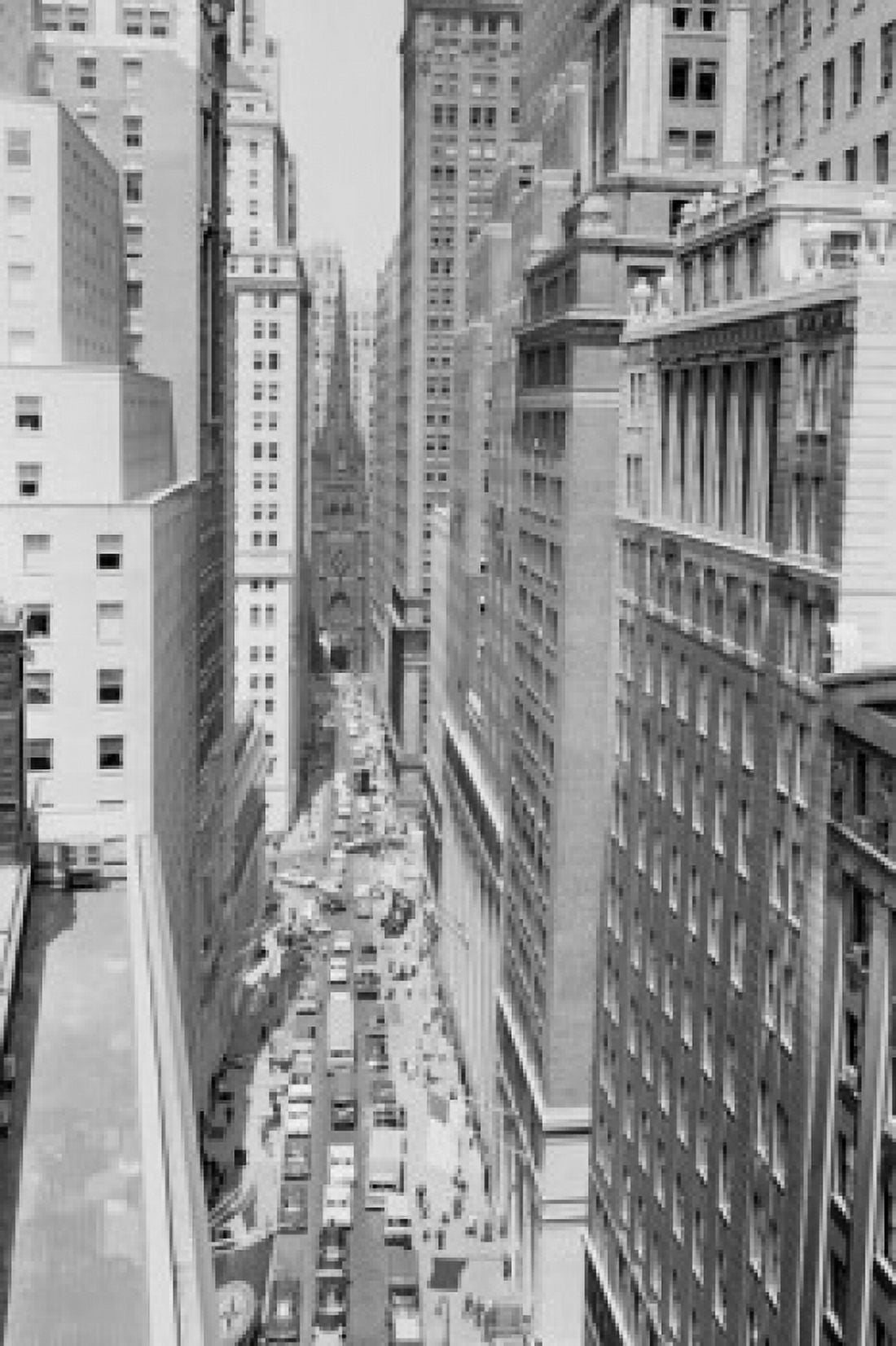 USA New York City Wall Street high angle view Canvas Art -  (18 x 24)