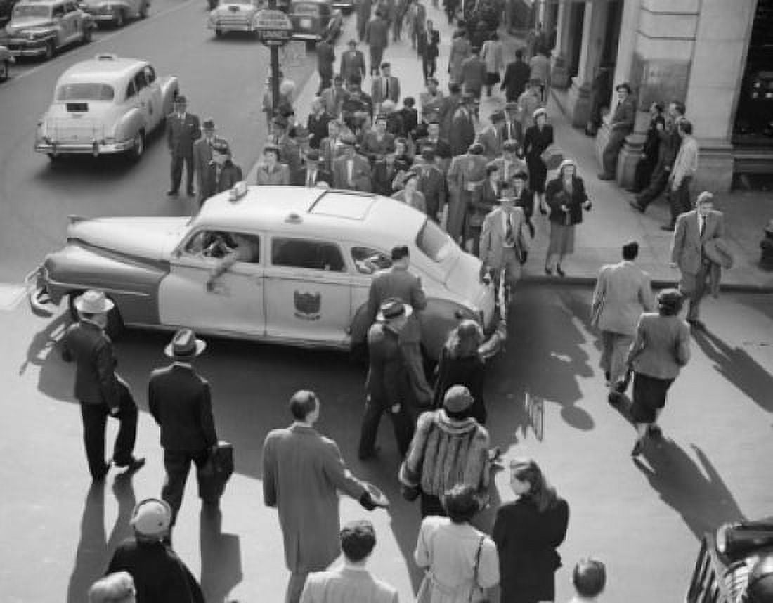 USA New York City high angle view of pedestrians crossing street Canvas Art - (24 x 36)