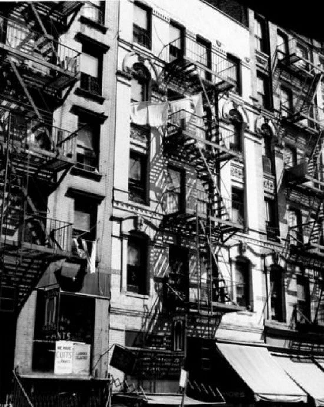 USA New York City low angle view of fire escapes of residential buildings Canvas Art - (18 x 24)