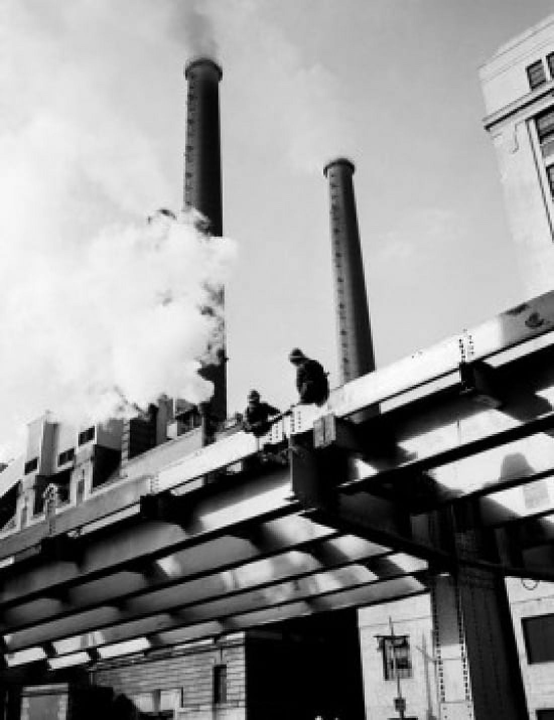 USA New York City low angle view of men working on roof Canvas Art - (18 x 24)